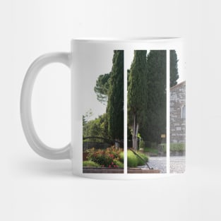 Gorizia, Italy. The castle. It stands between the walls of the ancient village, what medieval sources cite as Upper Land. Friuli Venezia Giulia. Sunny spring afternoon day. Mug